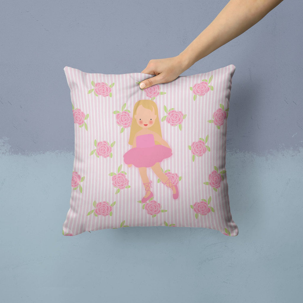 Ballerina Long Haired Blonde Decorative Throw Pillow 14x14 Indoor Outdoor Accent Cushion, Fabric Cover with Insert for Sofa, Bed, Porch & Living Room