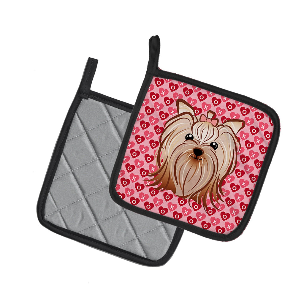 Yorkie Yorkishire Terrier Pot Holder Set of 2 Heat Resistant Quilted Hot Pads 7.5 x 7.5 Inch, Insulated Kitchen Trivets for Cooking & Baking