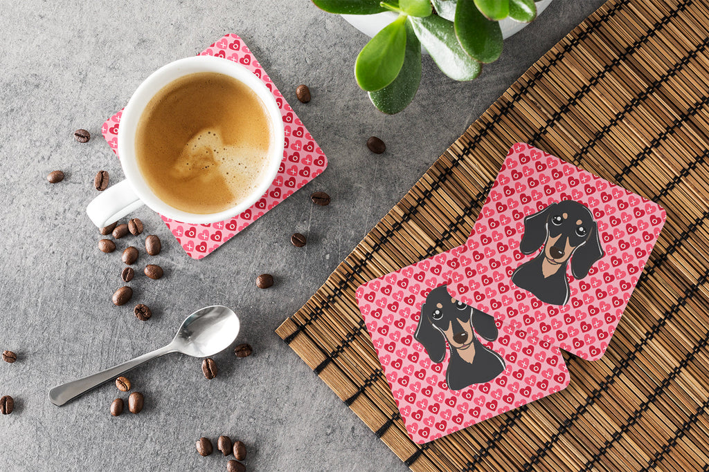Smooth Black and Tan Dachshund Foam Coasters Set of 4 Cup Coasters for Indoor Outdoor, Tabletop Protection, Anti Slip, Mouse pad Material