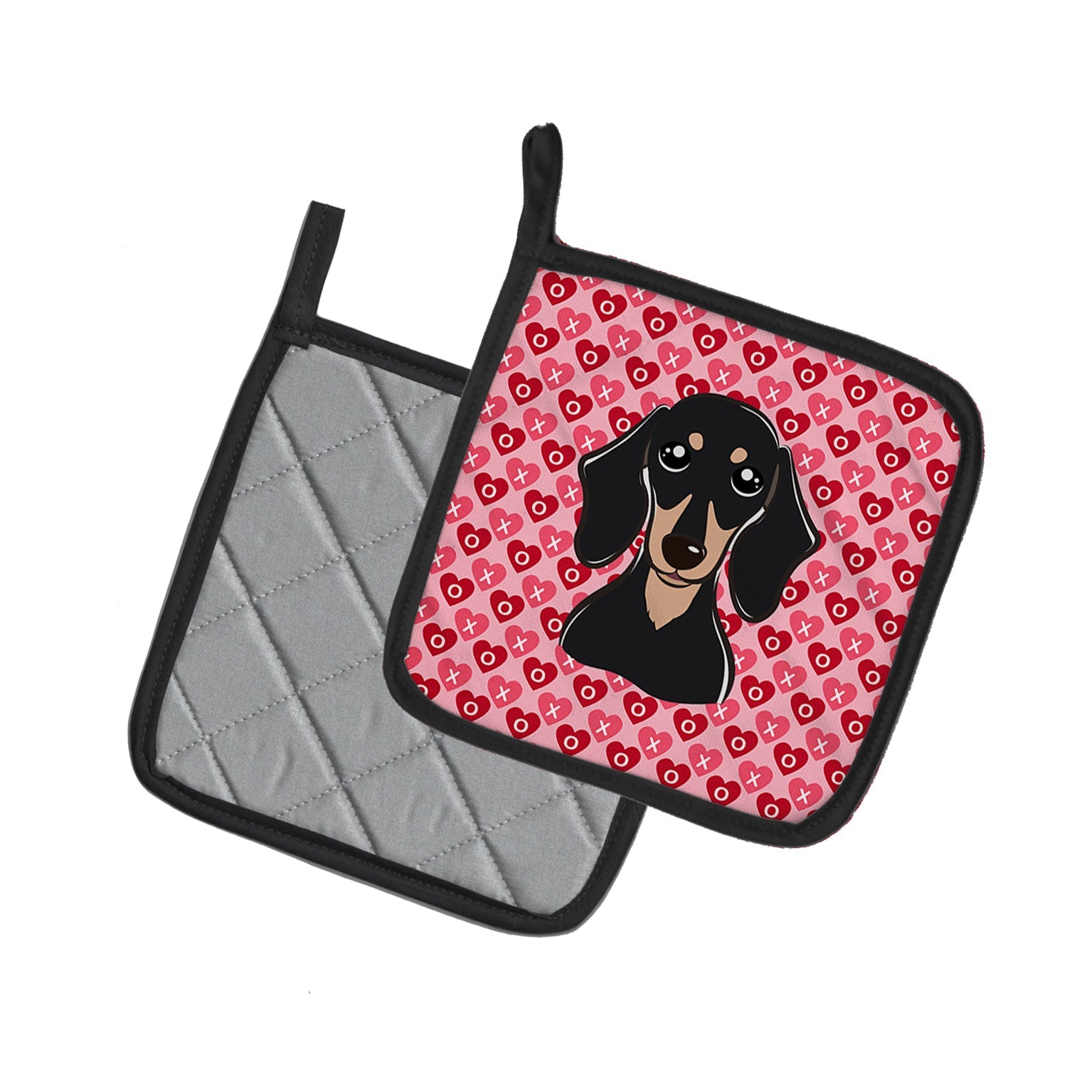 Smooth Black and Tan Dachshund Pot Holder Set of 2 Heat Resistant Quilted Hot Pads 7.5 x 7.5 Inch, Insulated Kitchen Trivets for Cooking & Baking
