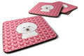 Bichon Frise Foam Coasters Set of 4 Cup Coasters for Indoor Outdoor, Tabletop Protection, Anti Slip, Mouse pad Material