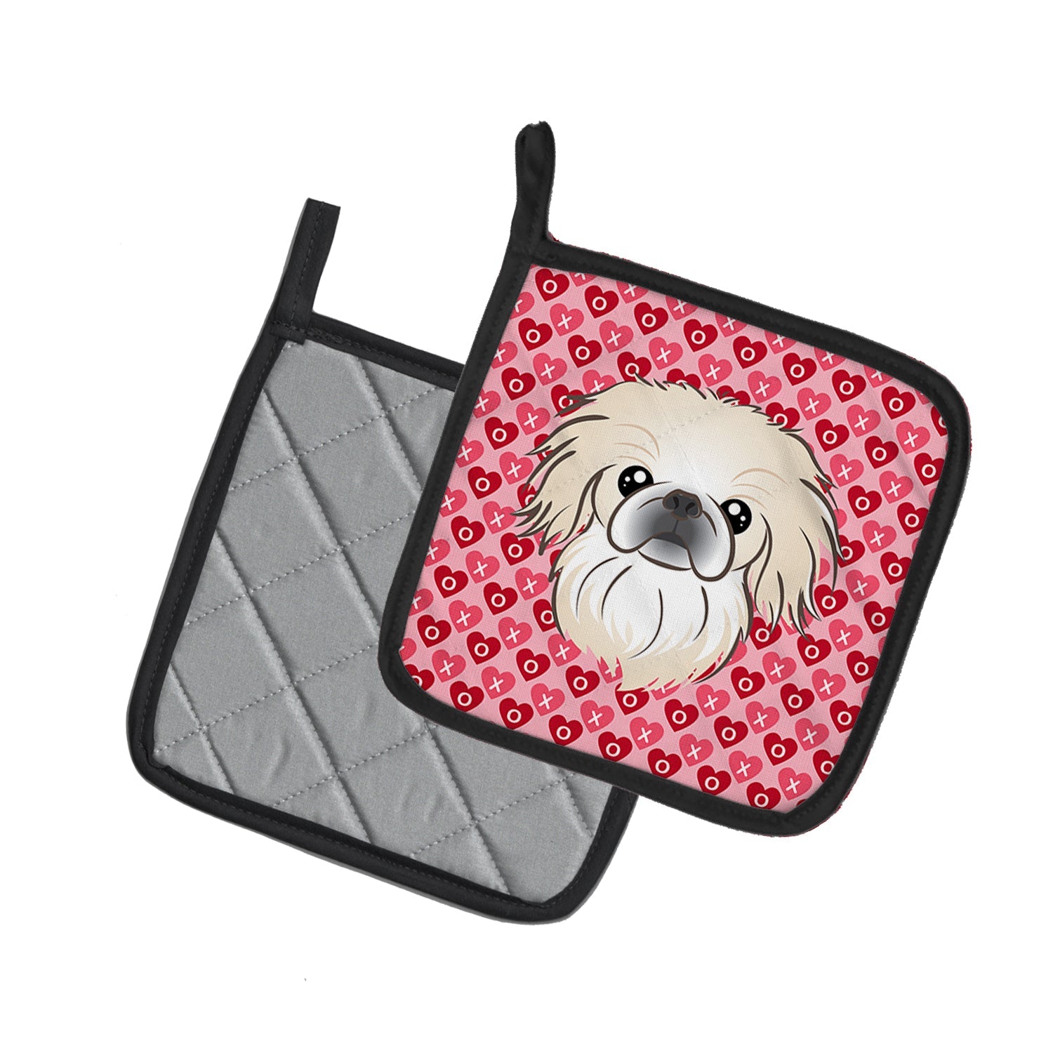 Pekingese Pot Holder Set of 2 Heat Resistant Quilted Hot Pads 7.5 x 7.5 Inch, Insulated Kitchen Trivets for Cooking & Baking