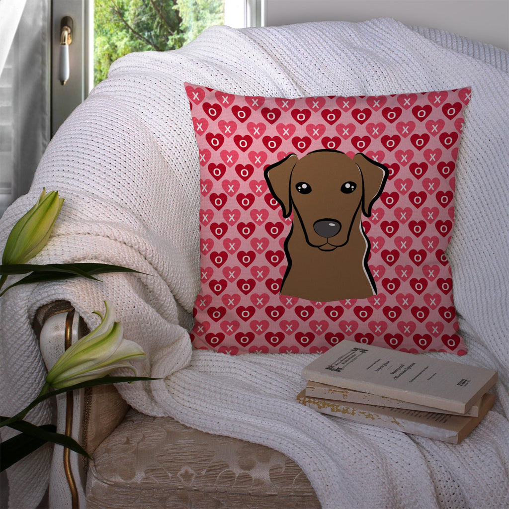 Chocolate Labrador Decorative Throw Pillow 14x14 Indoor Outdoor Accent Cushion, Fabric Cover with Insert for Sofa, Bed, Porch & Living Room