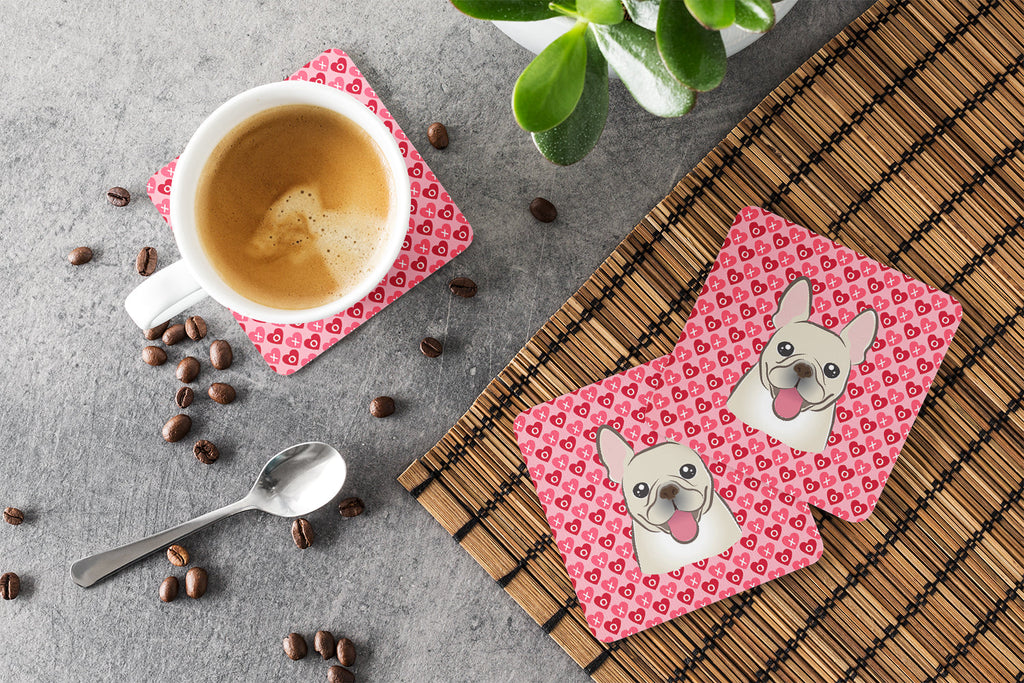 French Bulldog Foam Coasters Set of 4 Cup Coasters for Indoor Outdoor, Tabletop Protection, Anti Slip, Mouse pad Material