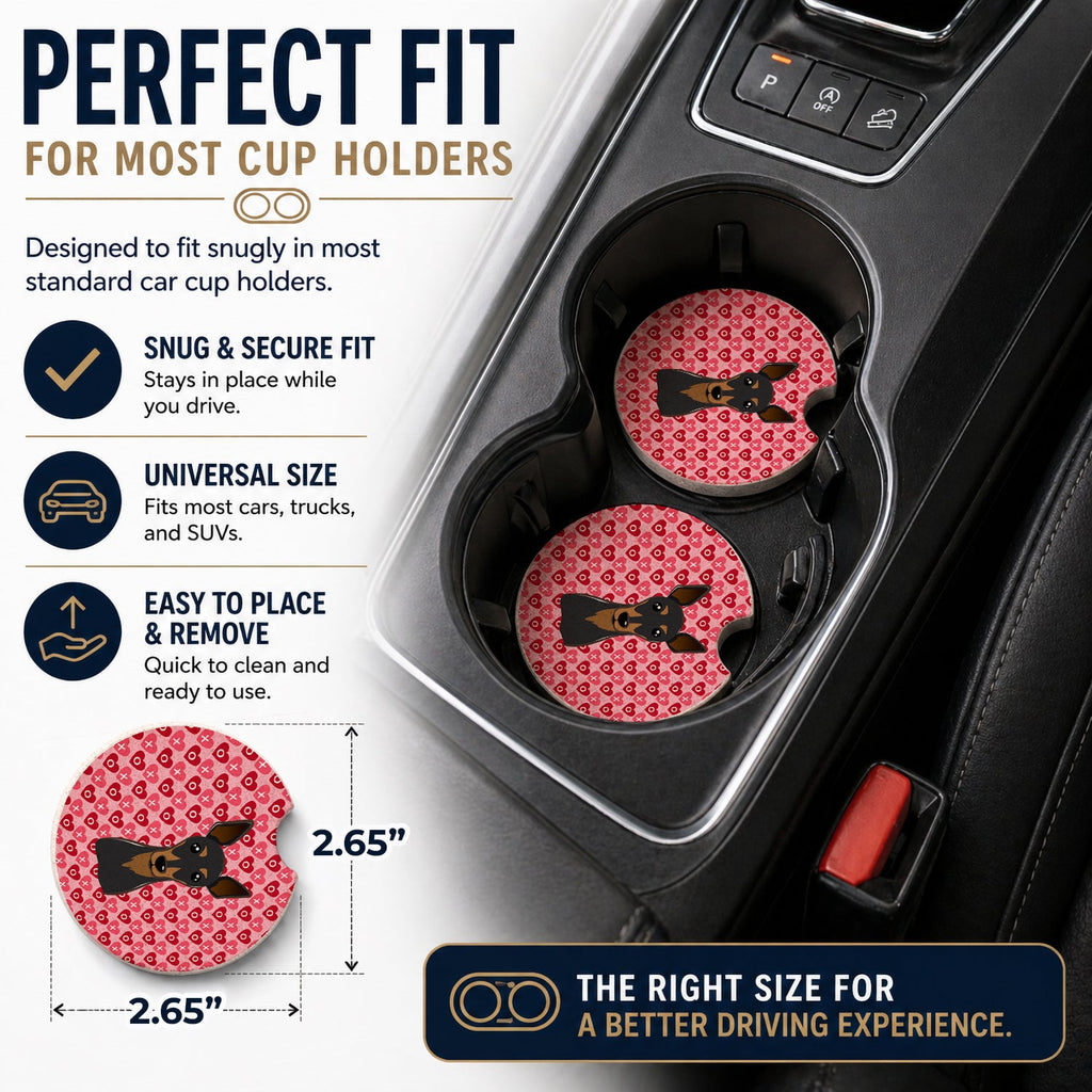 Min Pin Set of 2 Cup Holder Car Coasters Absorbent Round Sandstone Coasters Gifts for Men or Women, 2.5, Multicolor