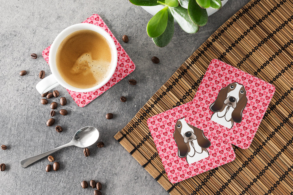 Basset Hound Foam Coasters Set of 4 Cup Coasters for Indoor Outdoor, Tabletop Protection, Anti Slip, Mouse pad Material