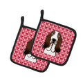 Basset Hound Pot Holder Set of 2 Heat Resistant Quilted Hot Pads 7.5 x 7.5 Inch, Insulated Kitchen Trivets for Cooking & Baking