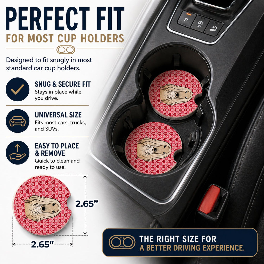 Afghan Hound Set of 2 Cup Holder Car Coasters Absorbent Round Sandstone Coasters Gifts for Men or Women, 2.5, Multicolor