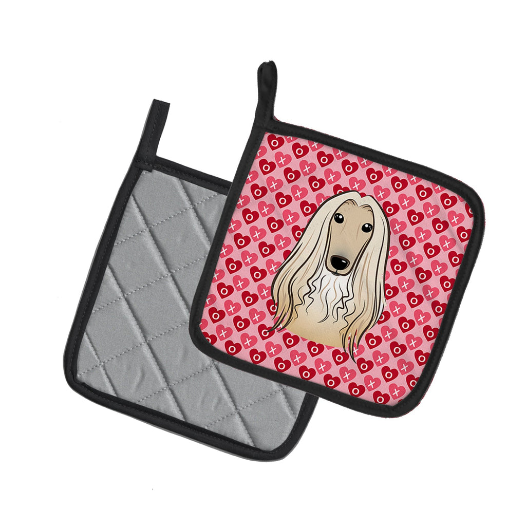 Afghan Hound Pot Holder Set of 2 Heat Resistant Quilted Hot Pads 7.5 x 7.5 Inch, Insulated Kitchen Trivets for Cooking & Baking