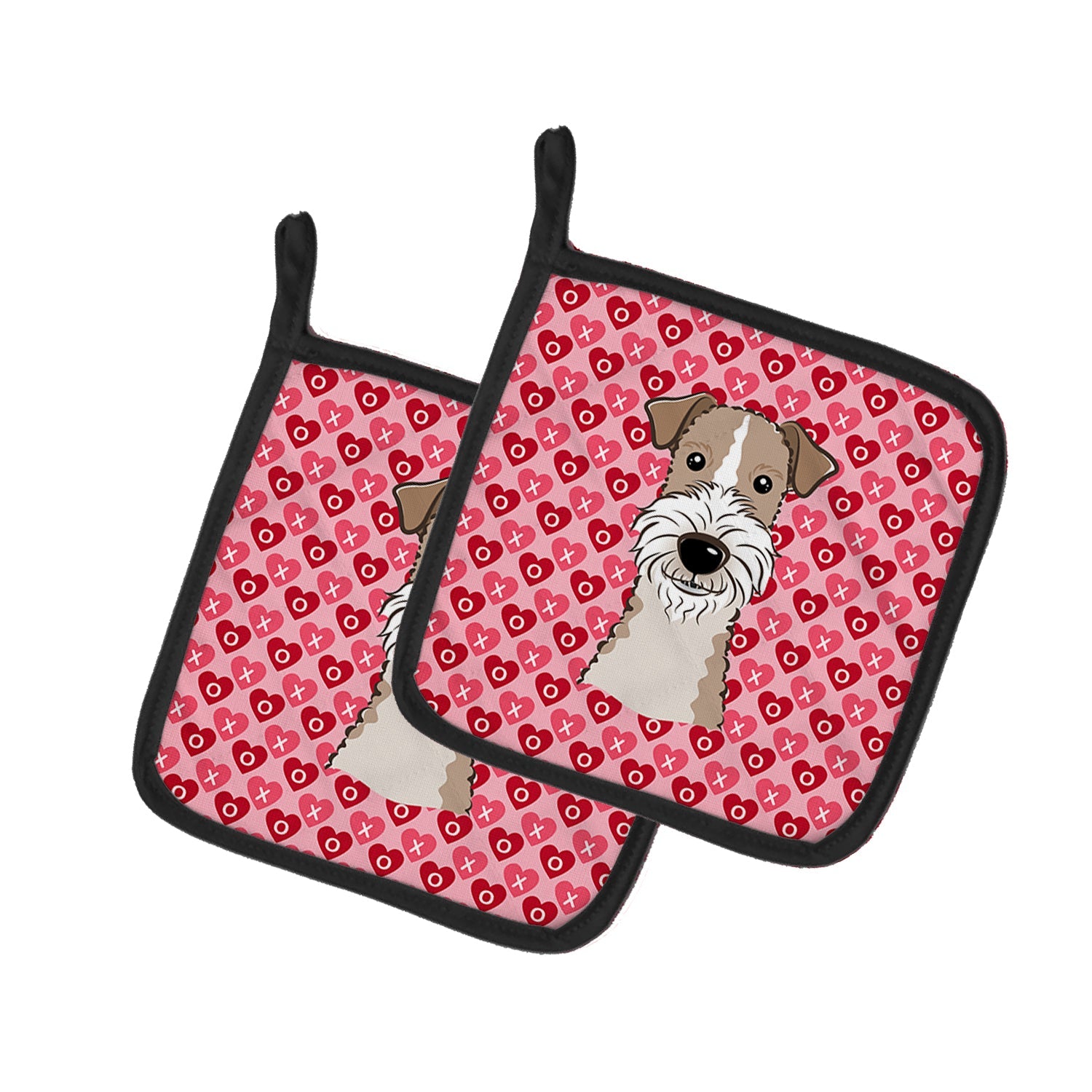 Wire Haired Fox Terrier Pot Holder Set of 2 Heat Resistant Quilted Hot Pads 7.5 x 7.5 Inch, Insulated Kitchen Trivets for Cooking & Baking