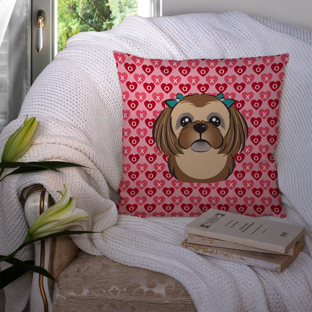 Chocolate Brown Shih Tzu Decorative Throw Pillow 14x14 Indoor Outdoor Accent Cushion, Fabric Cover with Insert for Sofa, Bed, Porch & Living Room