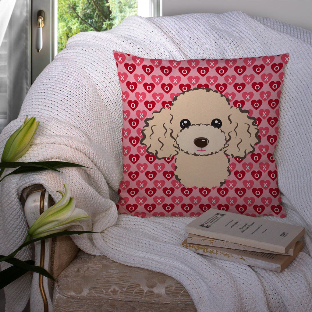 Buff Poodle Decorative Throw Pillow 14x14 Indoor Outdoor Accent Cushion, Fabric Cover with Insert for Sofa, Bed, Porch & Living Room