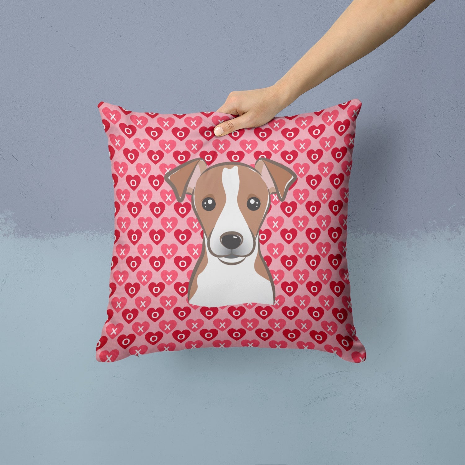 Jack Russell Terrier Decorative Throw Pillow 14x14 Indoor Outdoor Accent Cushion, Fabric Cover with Insert for Sofa, Bed, Porch & Living Room