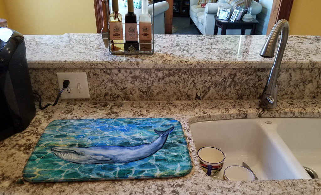 Humpback Whale Dish Drying Mat Absorbent Dish Drying Mat Pad for Kitchen Counter Dish Drainer Mat for Countertop, 14 x 21", Multicolor