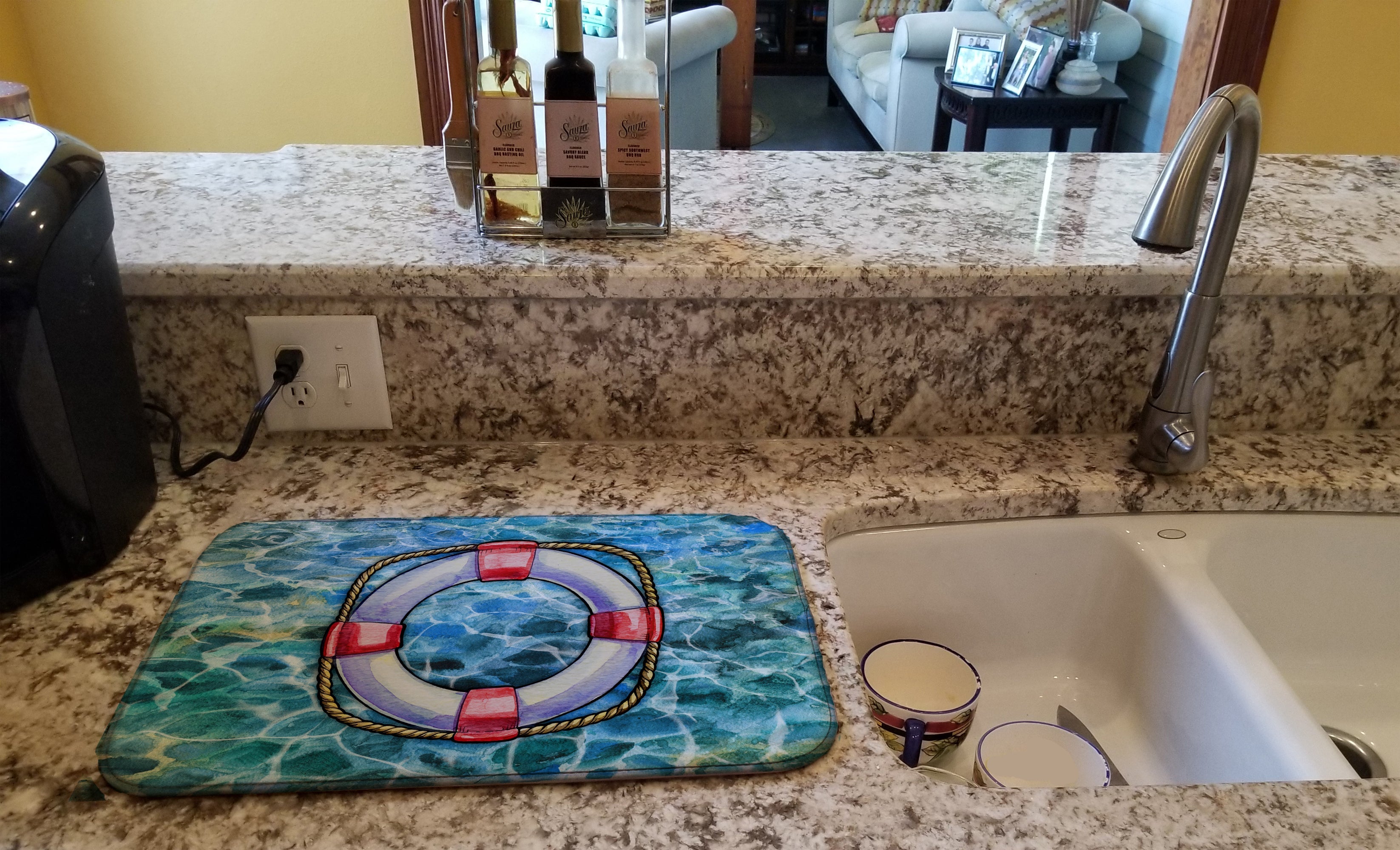 Life Saver Dish Drying Mat Absorbent Dish Drying Mat Pad for Kitchen Counter Dish Drainer Mat for Countertop, 14 x 21", Multicolor
