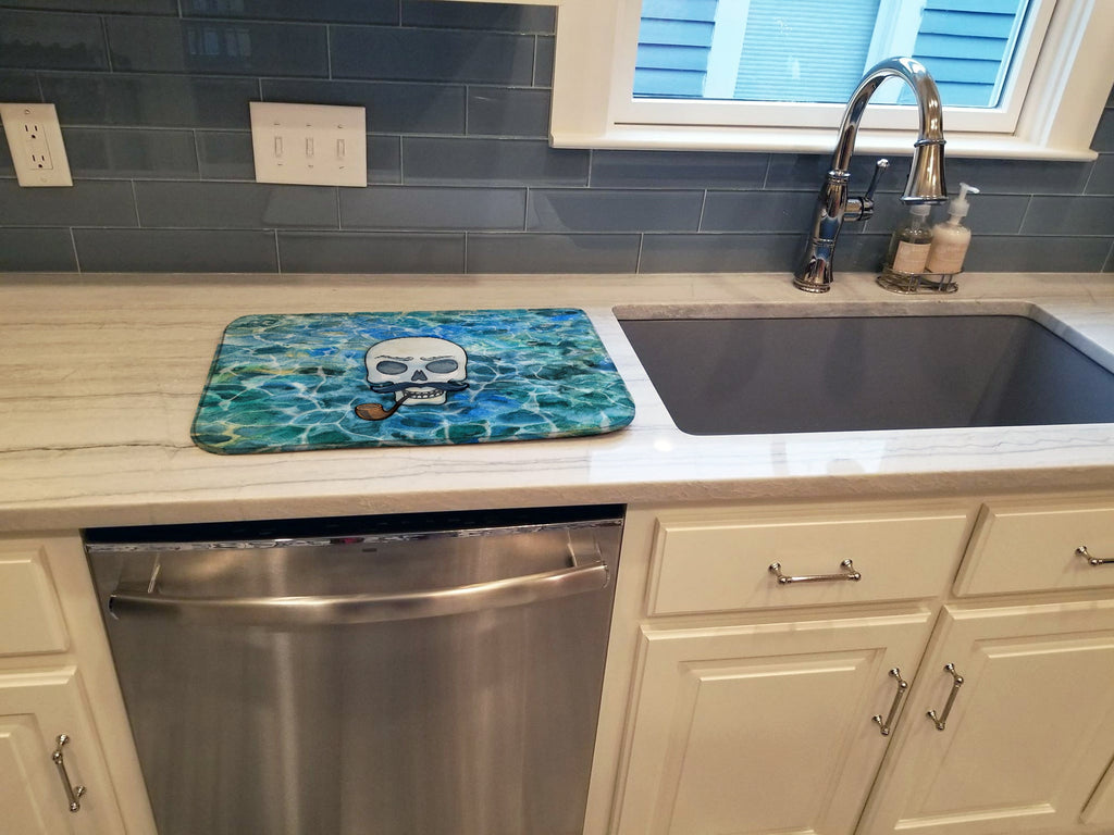 Skeleton Skull Pirate Dish Drying Mat Absorbent Dish Drying Mat Pad for Kitchen Counter Dish Drainer Mat for Countertop, 14 x 21", Multicolor