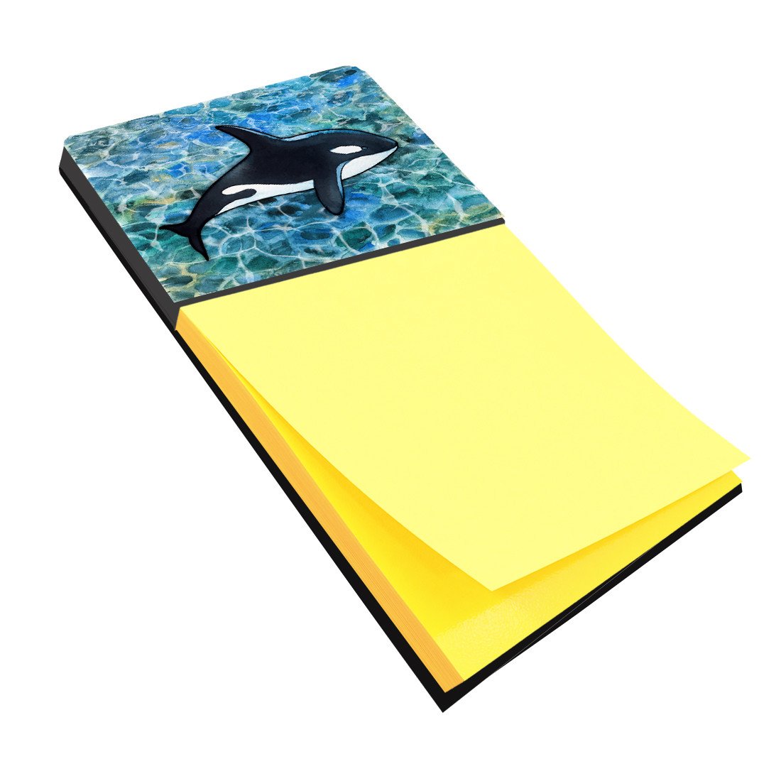 Killer Whale Orca Watercolor Sticky Note Holder Refillable Dispenser Desk Accessory 3x3 Pad Gift