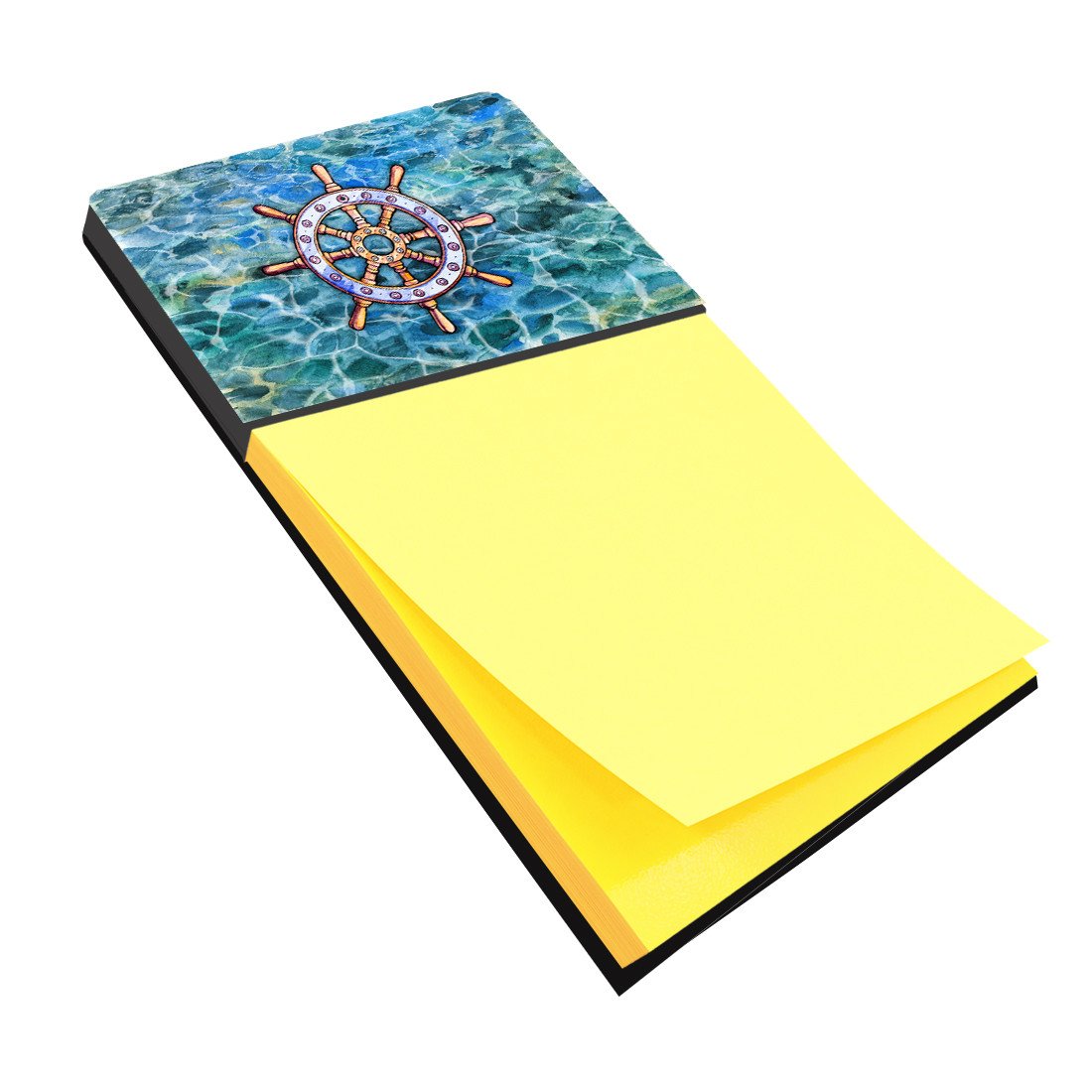 Steering Wheel Helm Watercolor Sticky Note Holder Refillable Dispenser Desk Accessory 3x3 Pad Gift
