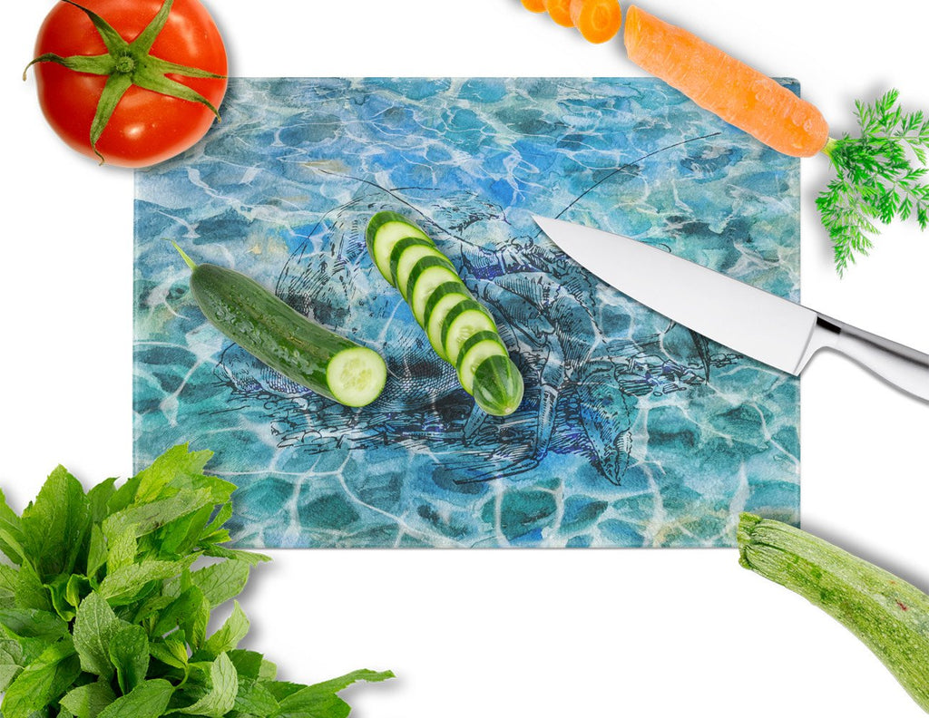 Hermit Crab Under water Cutting Board Tempered Glass Kitchen Cutting Surface, Heat Resistant Chopping, Non-Slip Feet, Food Prep & Serving