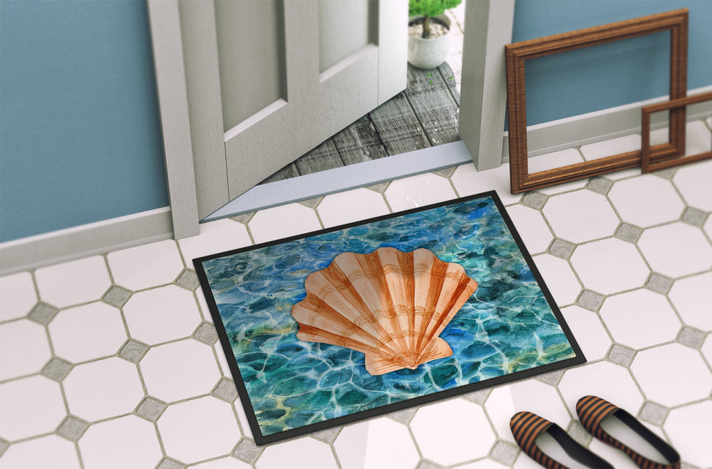 Scallop Shell and Water Doormat Indoor Outdoor 24H X 36W Front Door Mat Rugs for Entryway, Non Slip Washable Low Pile,