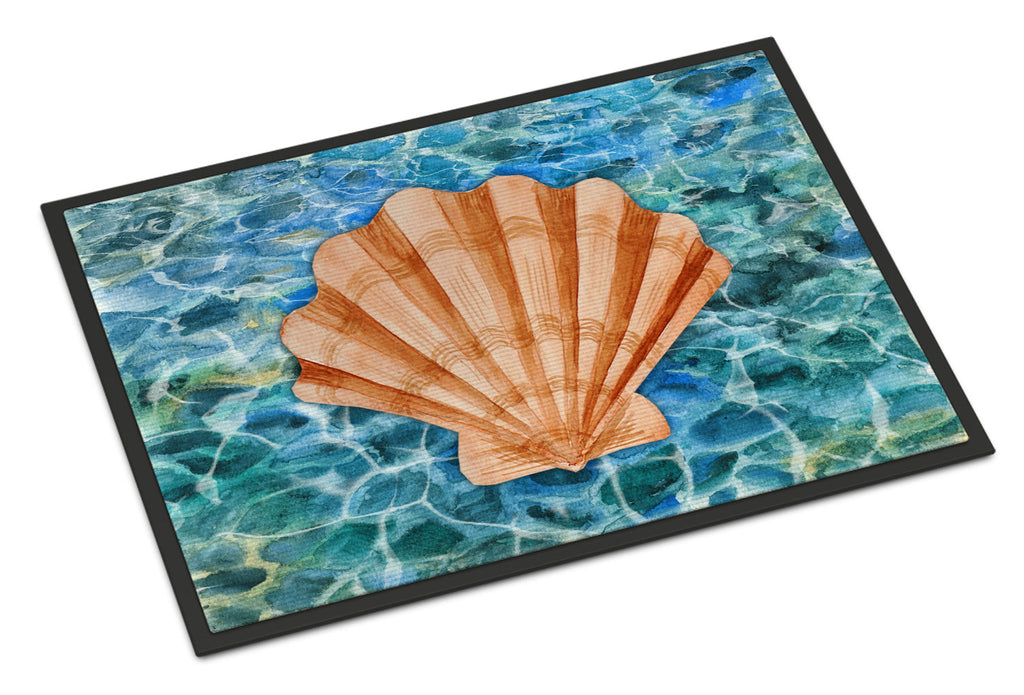 Scallop Shell and Water Doormat Indoor Outdoor 18H X 27W Front Door Mat Rugs for Entryway, Non Slip Washable