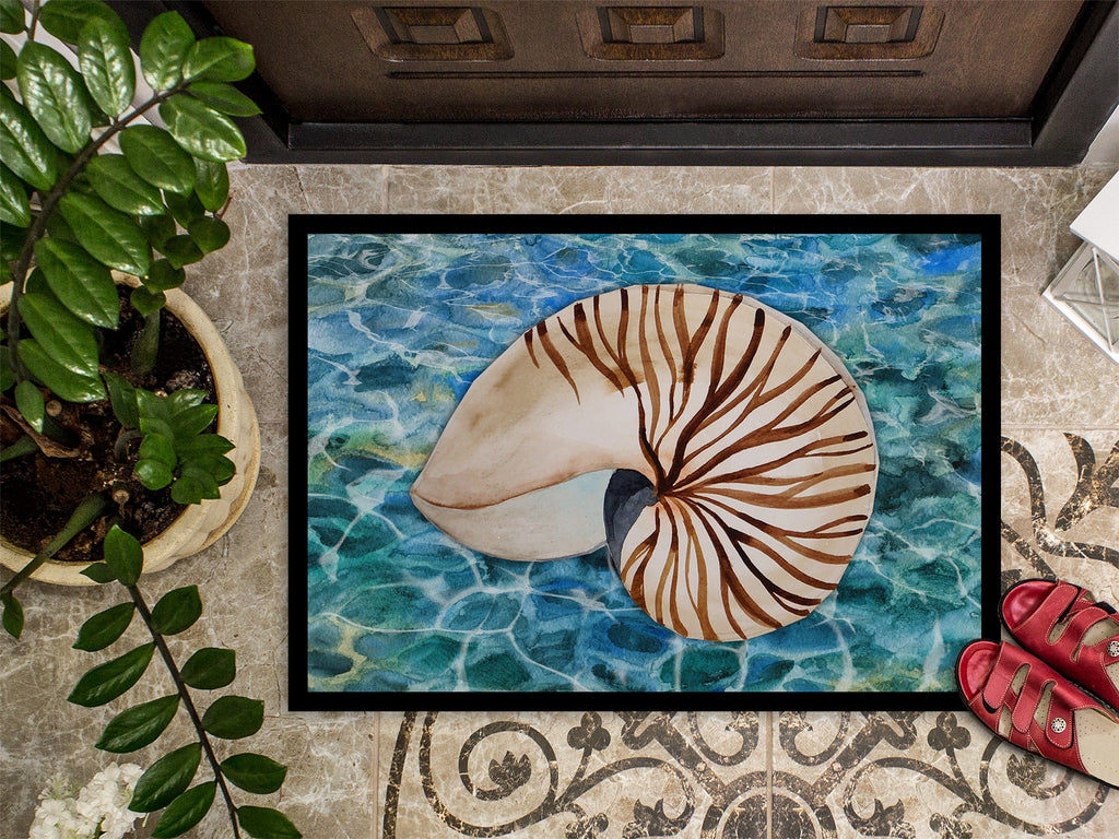 Sea Shell and Water Doormat Indoor Outdoor 24H X 36W Front Door Mat Rugs for Entryway, Non Slip Washable Low Pile,