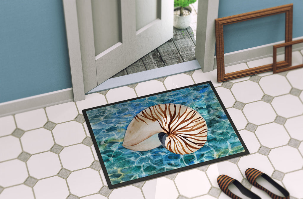 Sea Shell and Water Doormat Indoor Outdoor 24H X 36W Front Door Mat Rugs for Entryway, Non Slip Washable Low Pile,