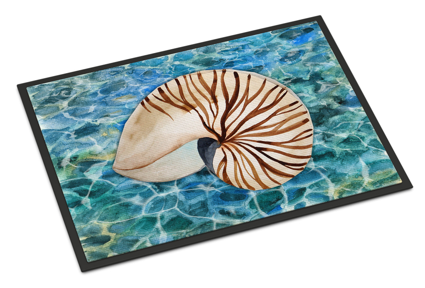 Sea Shell and Water Doormat Indoor Outdoor 18H X 27W Front Door Mat Rugs for Entryway, Non Slip Washable