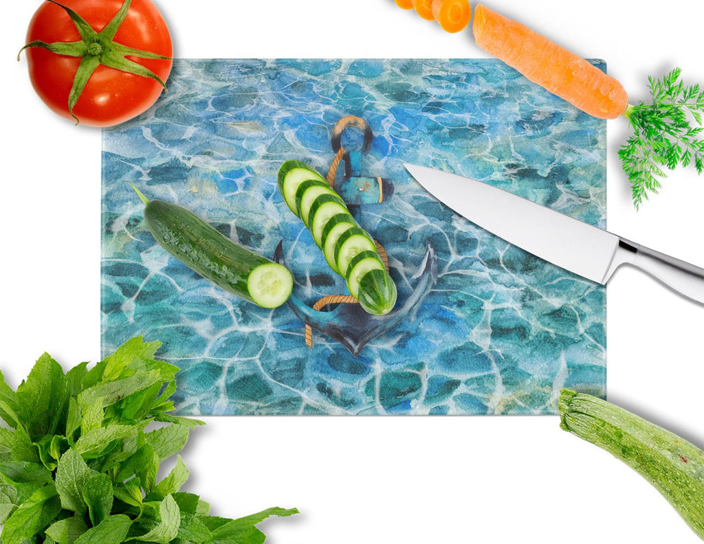 Anchor and Rope Cutting Board Tempered Glass Kitchen Cutting Surface, Heat Resistant Chopping, Non-Slip Feet, Food Prep & Serving