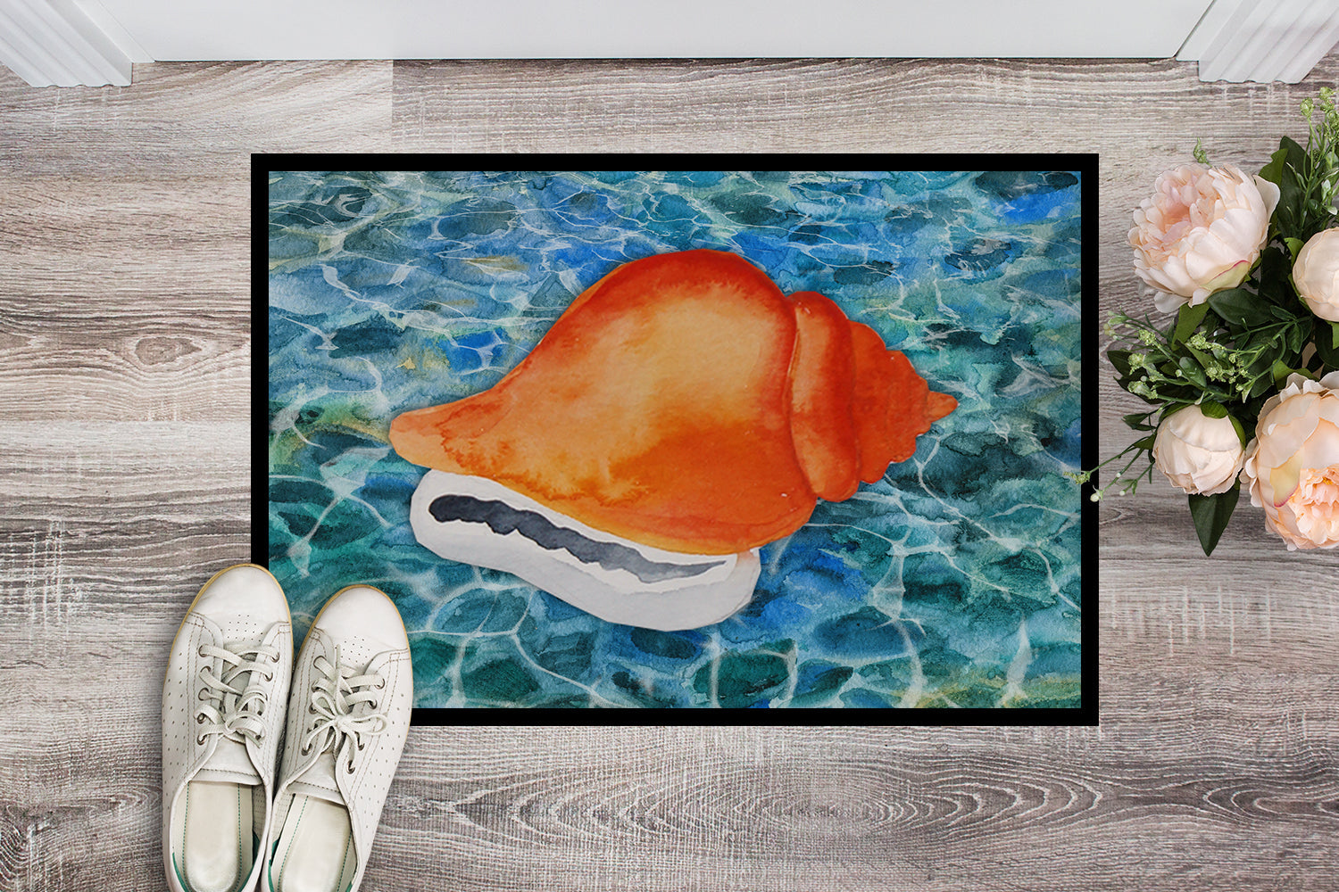 Sea Shell Doormat Indoor Outdoor 18H X 27W Front Door Mat Rugs for Entryway, Non Slip Washable