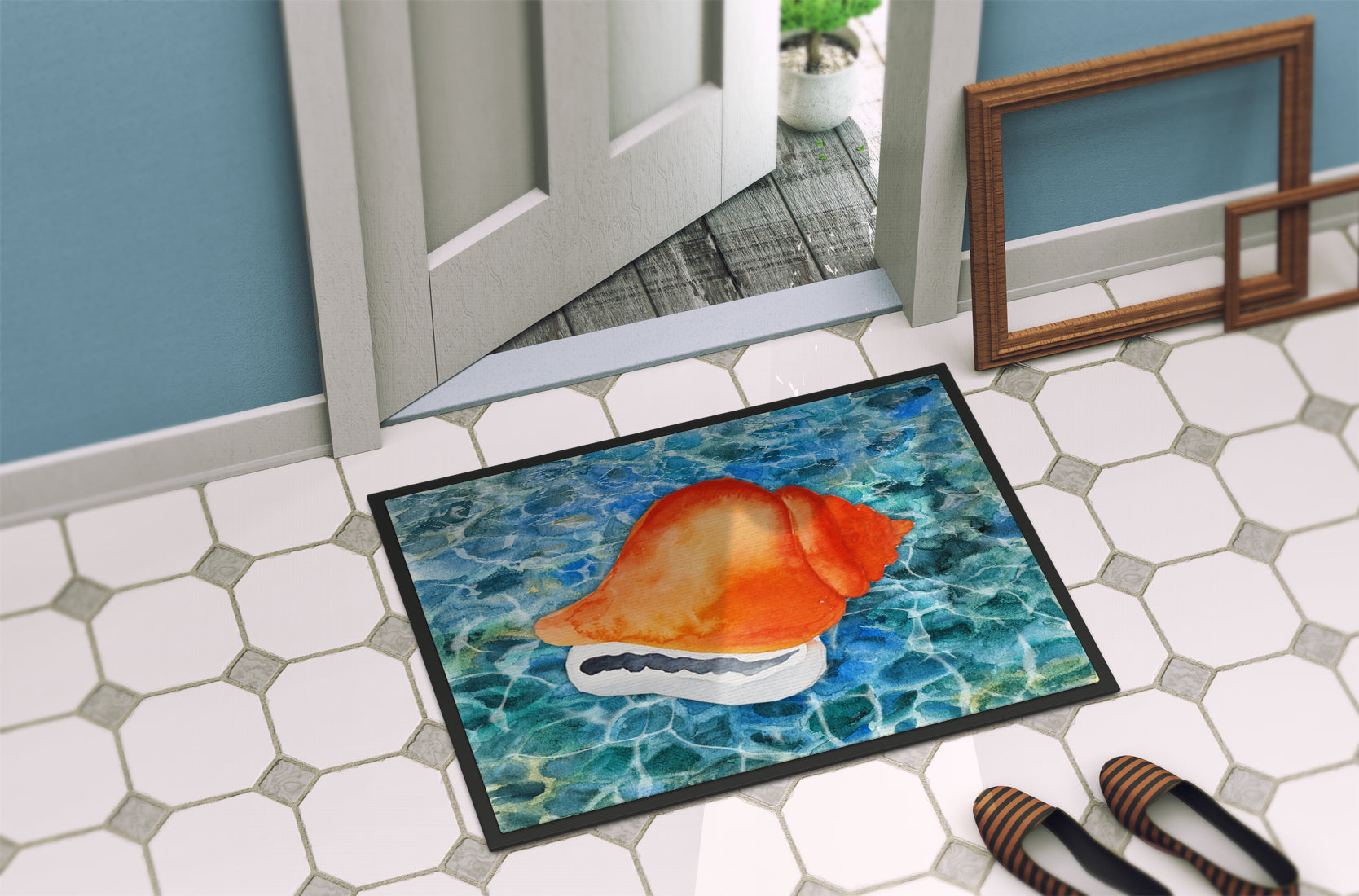Sea Shell Doormat Indoor Outdoor 18H X 27W Front Door Mat Rugs for Entryway, Non Slip Washable