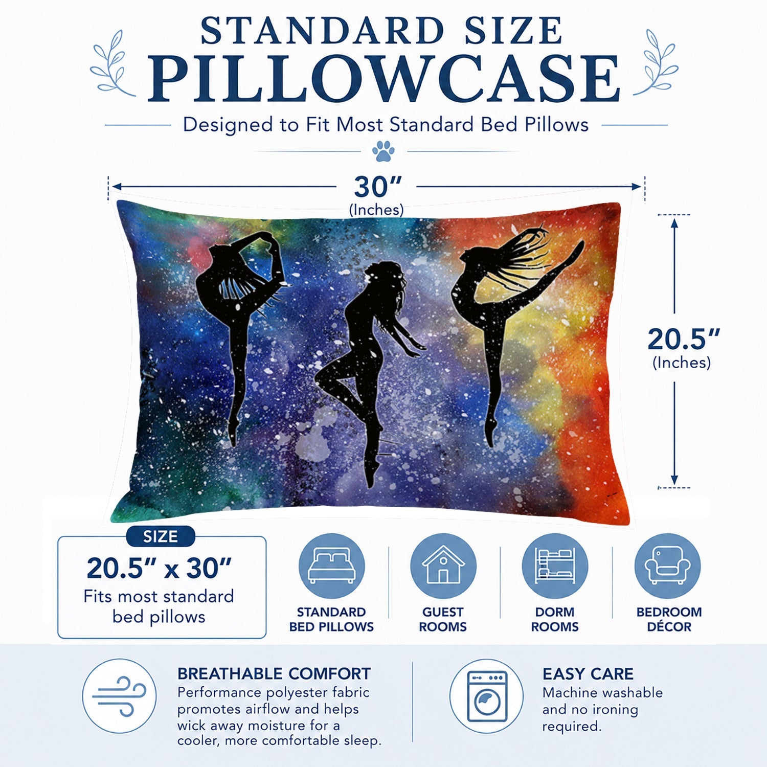 Dancers Standard Pillowcase Lightweight Super Soft Easy Care Decorative Artwork Pillowcase, Standard