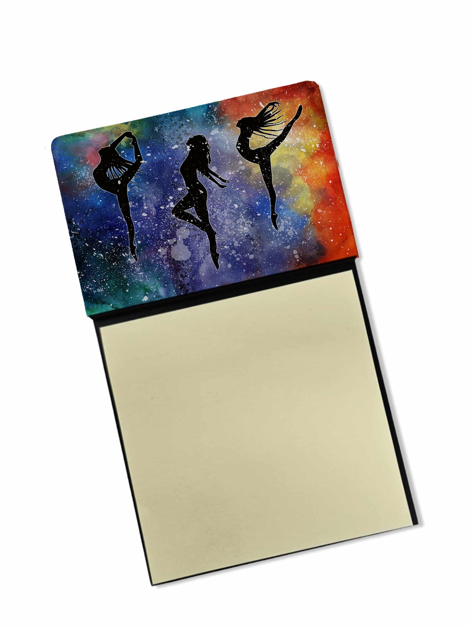 Dancers Watercolor Sticky Note Holder Refillable Dispenser Desk Accessory 3x3 Pad Gift