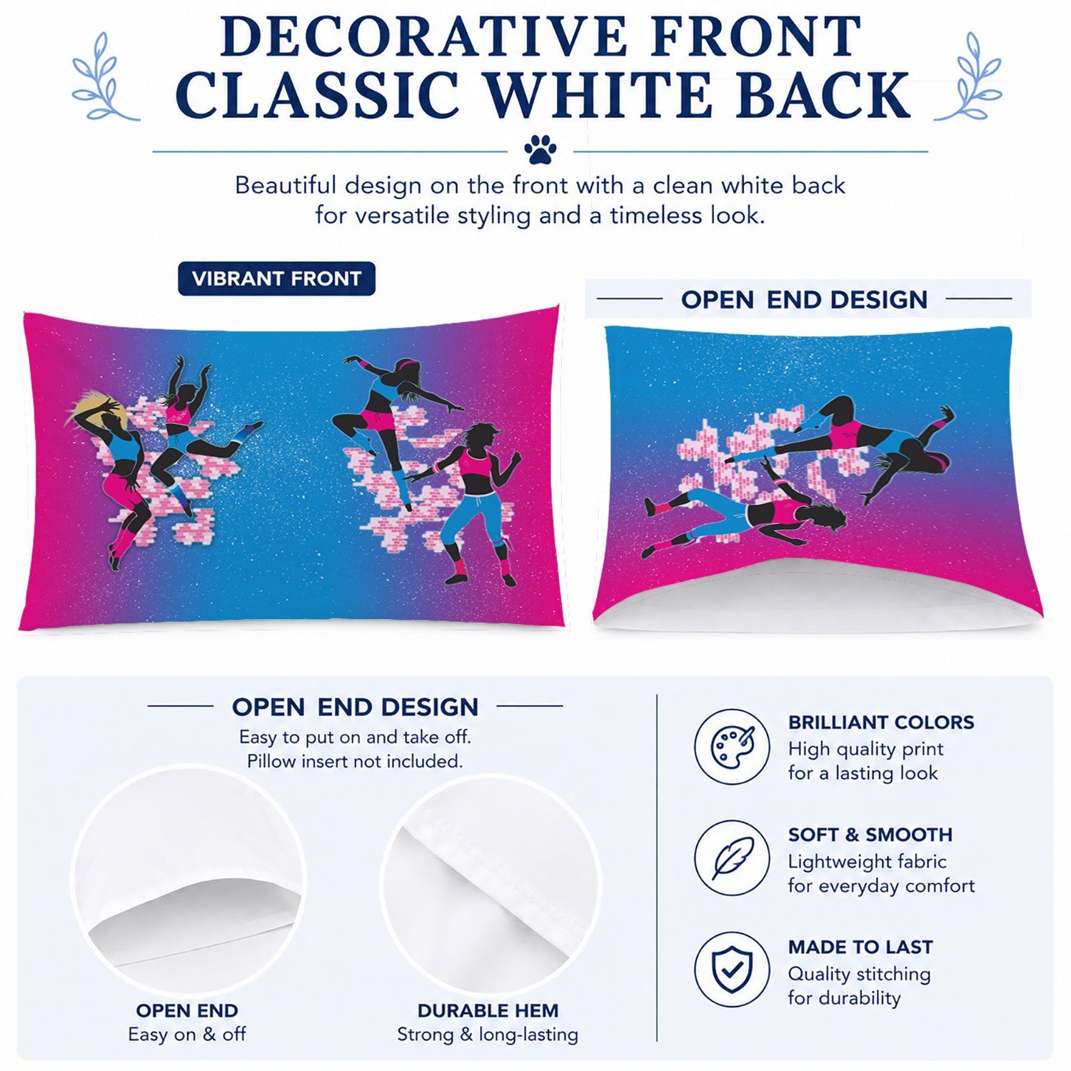 Hip Hop in Pink Blue Standard Pillowcase Lightweight Super Soft Easy Care Decorative Artwork Pillowcase, Standard