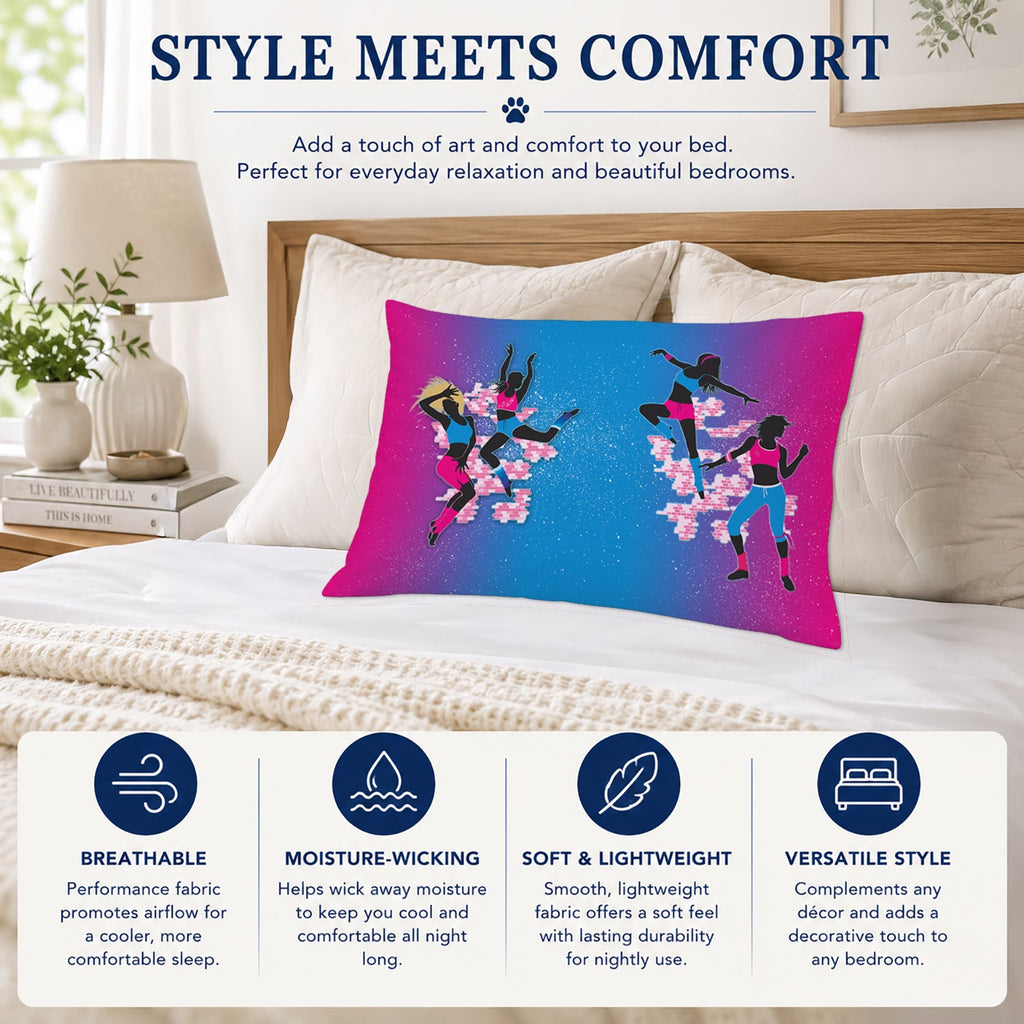 Hip Hop in Pink Blue Standard Pillowcase Lightweight Super Soft Easy Care Decorative Artwork Pillowcase, Standard