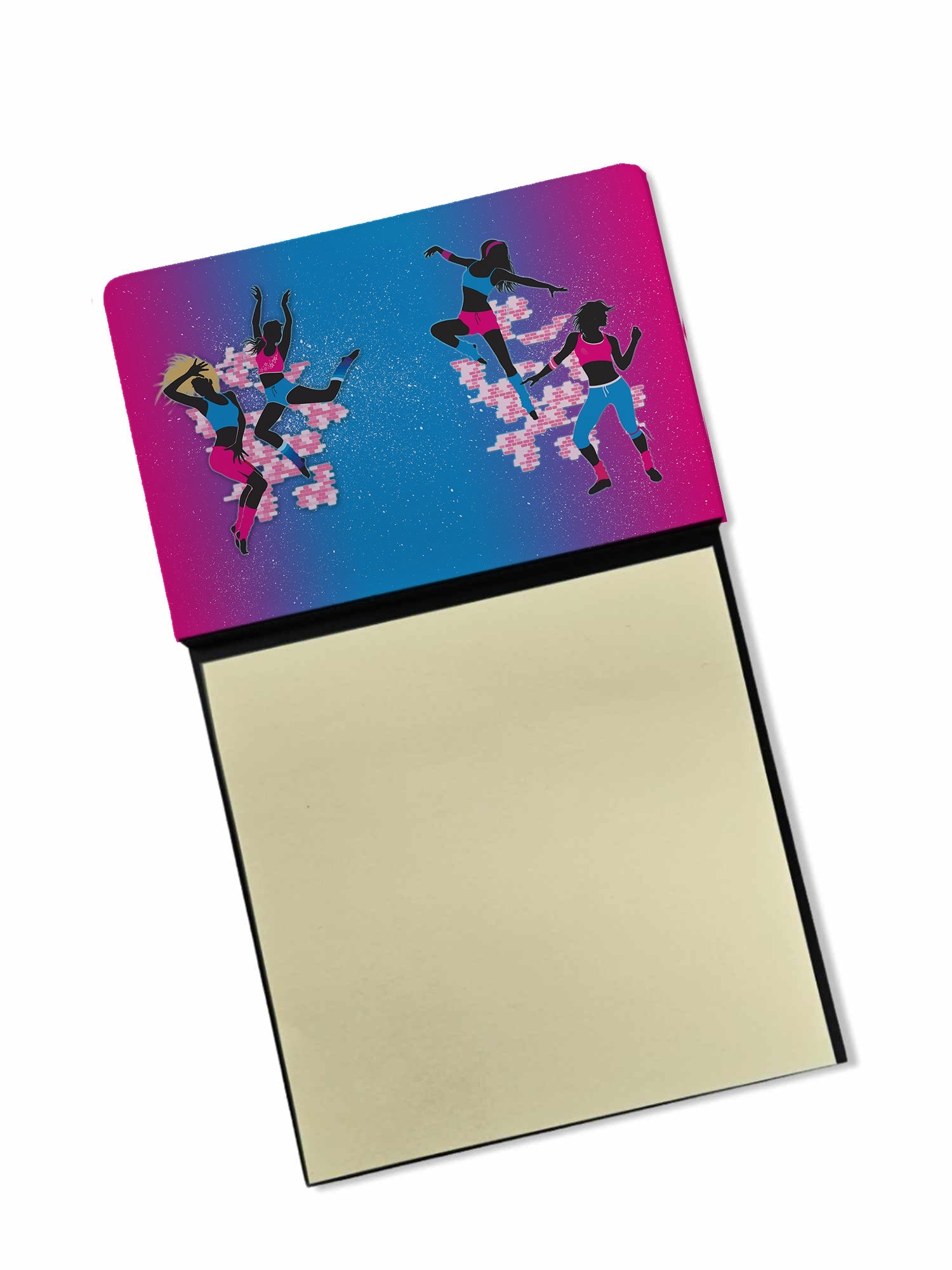 Hip Hop in Pink Blue Watercolor Sticky Note Holder Refillable Dispenser Desk Accessory 3x3 Pad Gift