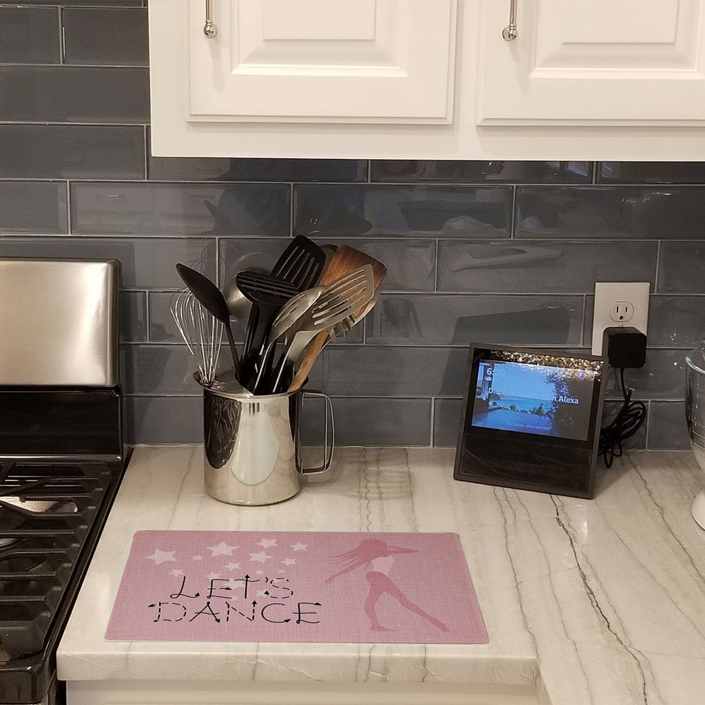 Let's Dance Linen Pink Cutting Board Tempered Glass Kitchen Cutting Surface, Heat Resistant Chopping, Non-Slip Feet, Food Prep & Serving