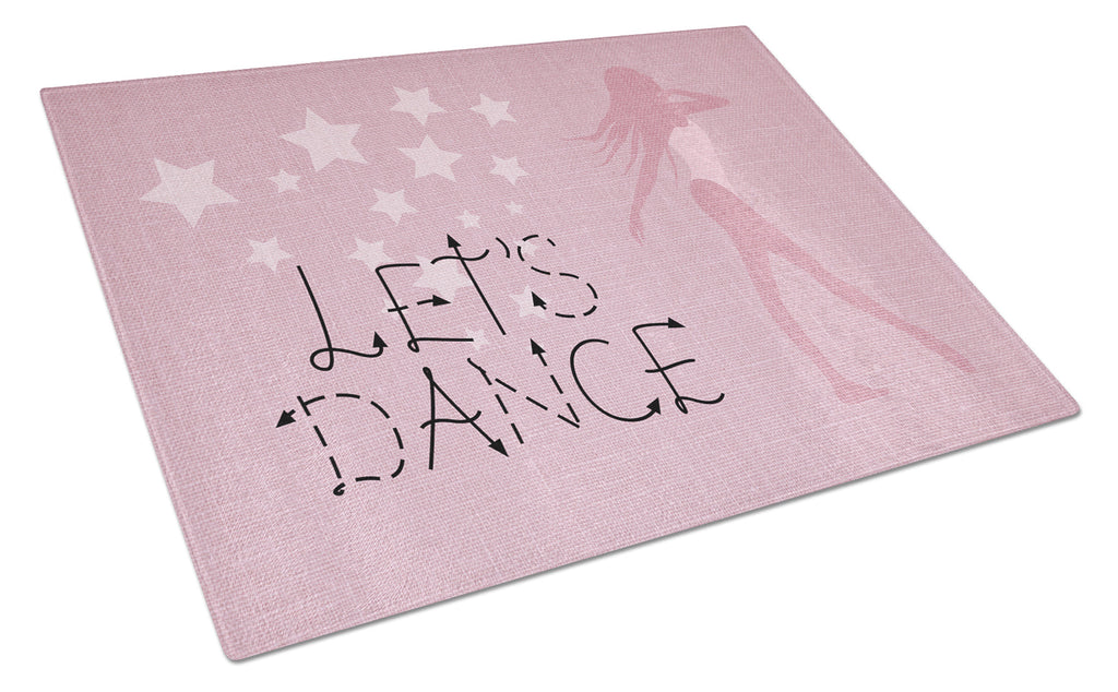 Let's Dance Linen Pink Cutting Board Tempered Glass Kitchen Cutting Surface, Heat Resistant Chopping, Non-Slip Feet, Food Prep & Serving