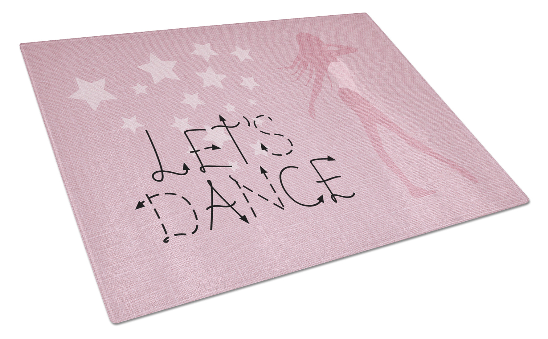 Let's Dance Linen Pink Cutting Board Tempered Glass Kitchen Cutting Surface, Heat Resistant Chopping, Non-Slip Feet, Food Prep & Serving