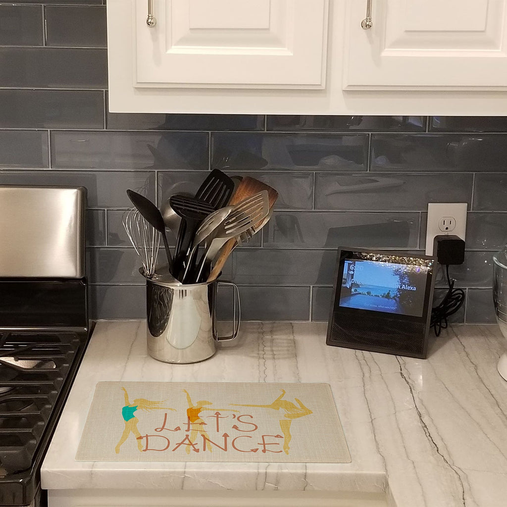 Let's Dance Linen Light Cutting Board Tempered Glass Kitchen Cutting Surface, Heat Resistant Chopping, Non-Slip Feet, Food Prep & Serving