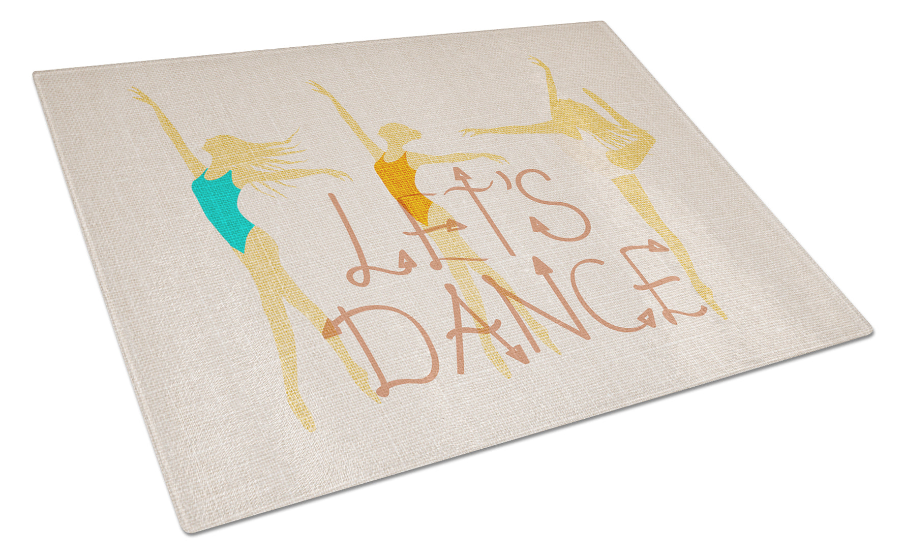 Let's Dance Linen Light Cutting Board Tempered Glass Kitchen Cutting Surface, Heat Resistant Chopping, Non-Slip Feet, Food Prep & Serving