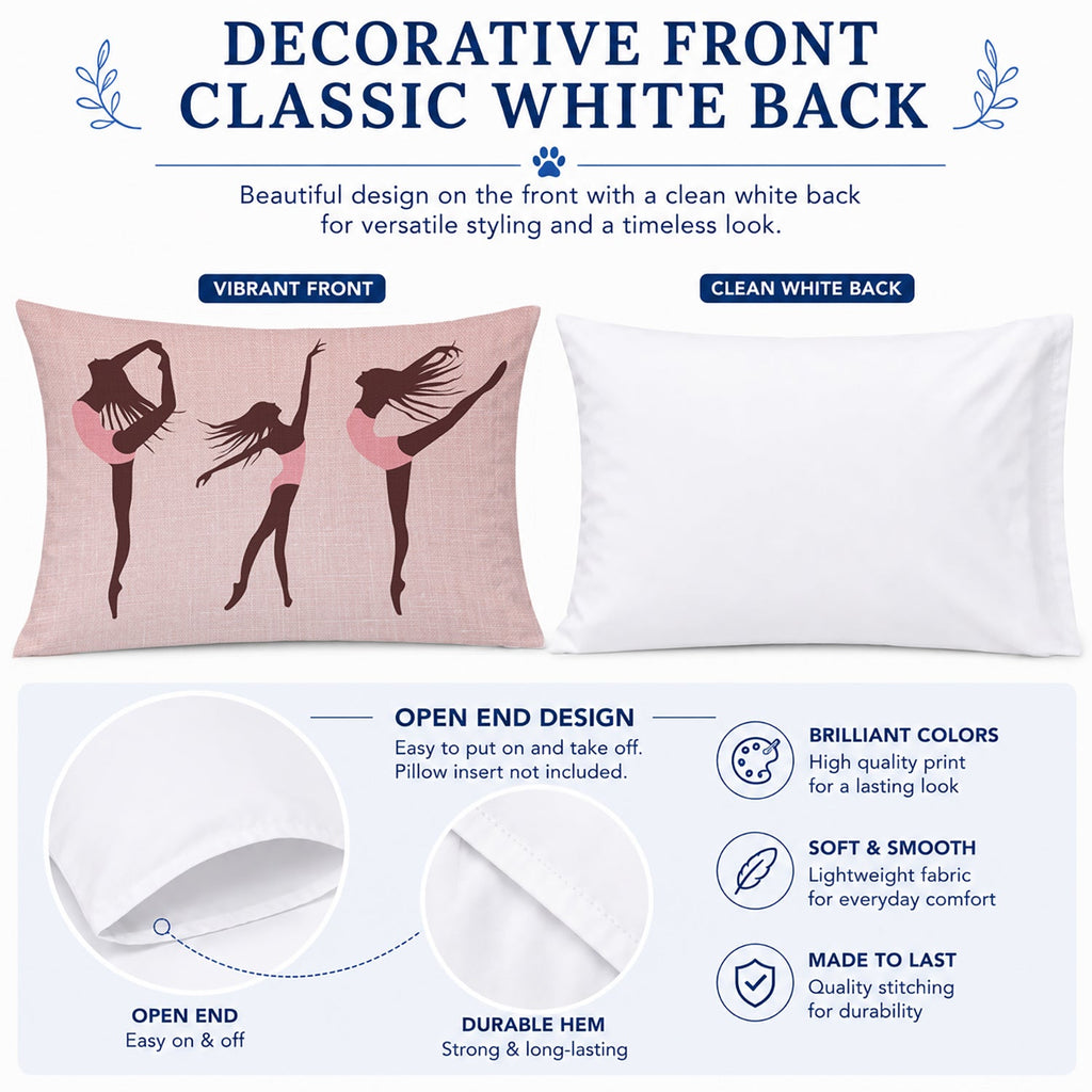 Dancers Linen Pink Standard Pillowcase Lightweight Super Soft Easy Care Decorative Artwork Pillowcase, Standard