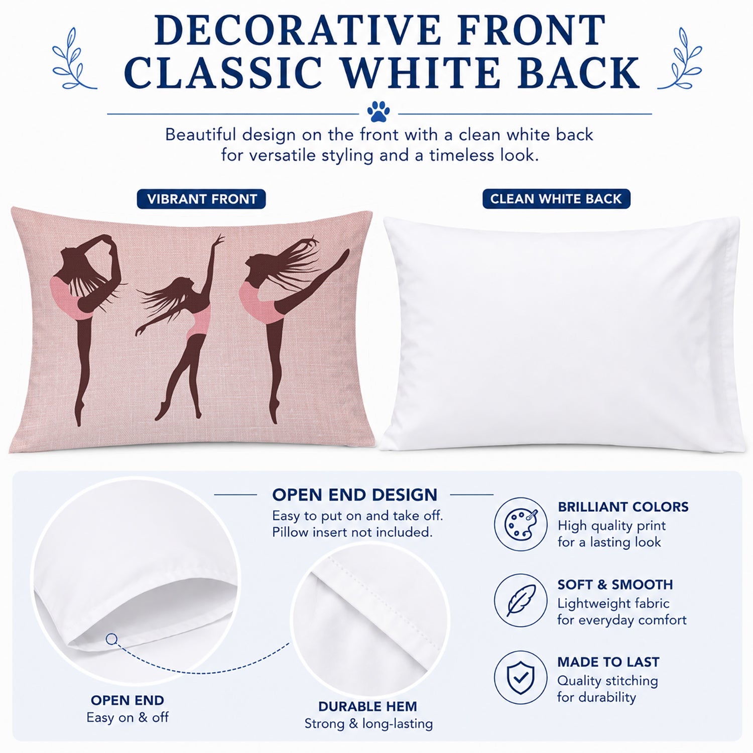 Dancers Linen Pink Standard Pillowcase Lightweight Super Soft Easy Care Decorative Artwork Pillowcase, Standard