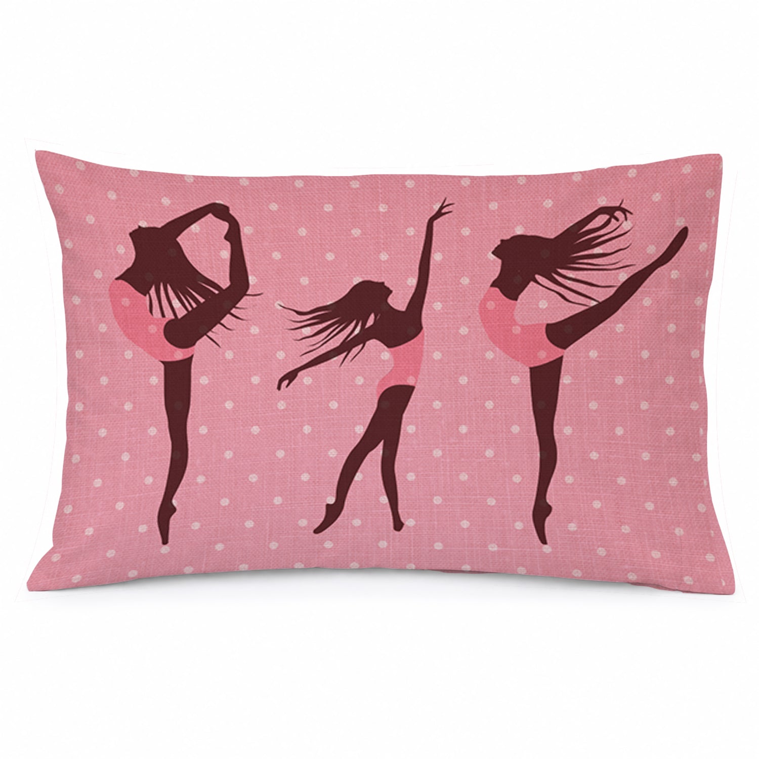 Dancers Linen Pink Polkadots Standard Pillowcase Lightweight Super Soft Easy Care Decorative Artwork Pillowcase, Standard