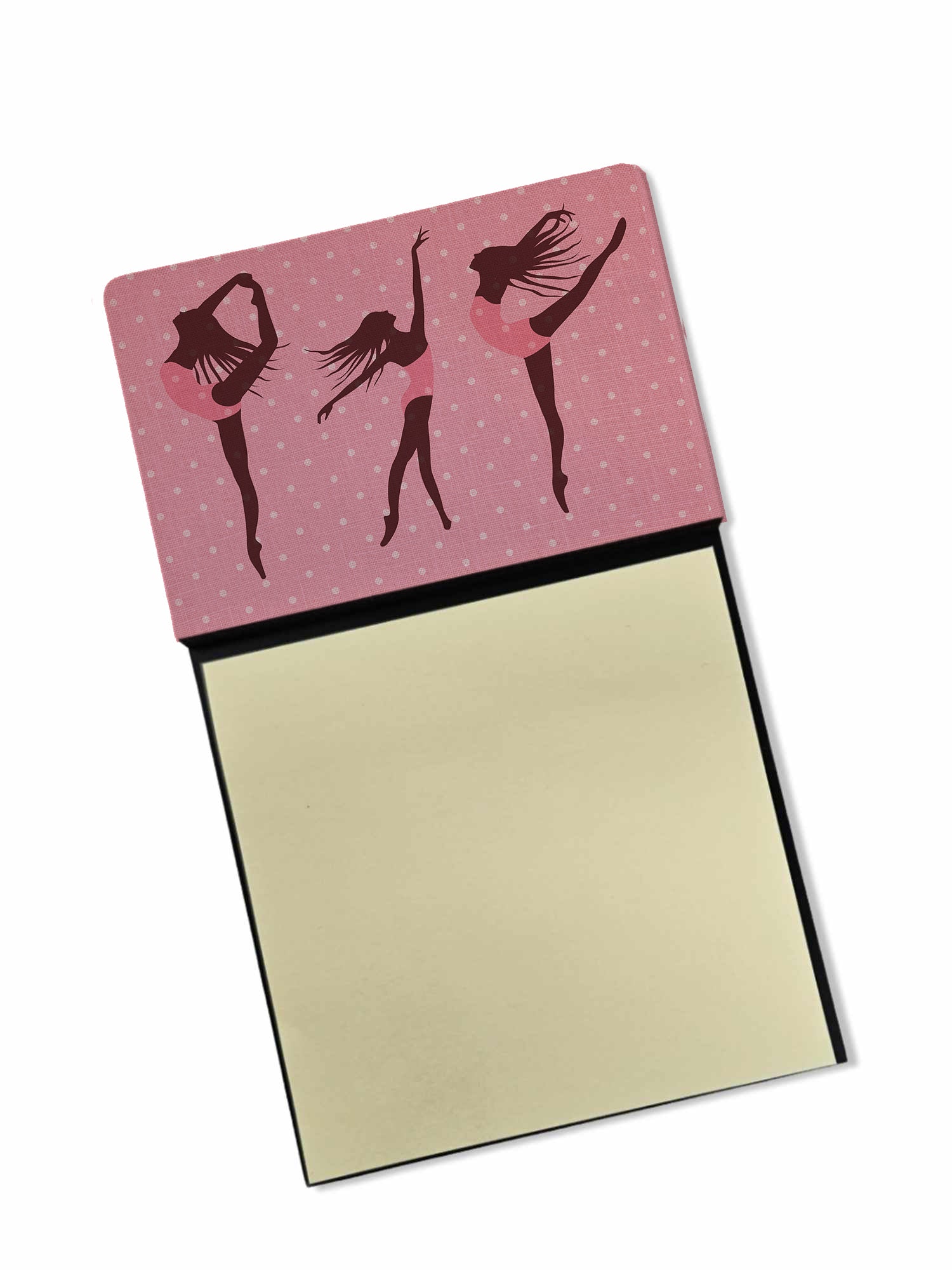 Dancers Linen Pink Polkadots Watercolor Sticky Note Holder Refillable Dispenser Desk Accessory 3x3 Pad Gift