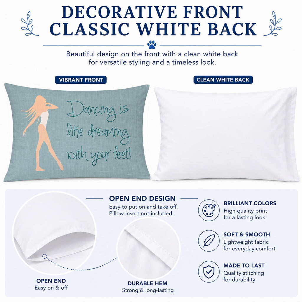 Dancing is Like Dreaming Standard Pillowcase Lightweight Super Soft Easy Care Decorative Artwork Pillowcase, Standard