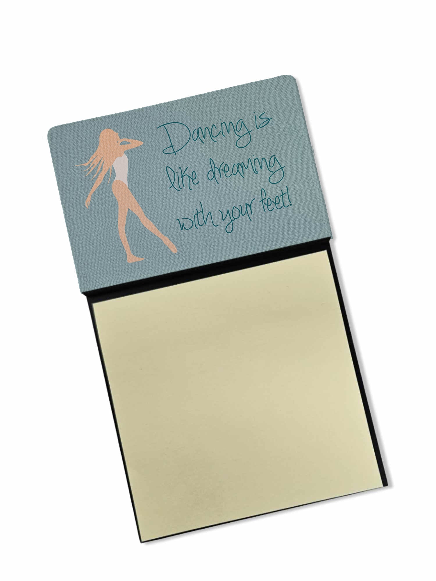 Dancing is Like Dreaming Watercolor Sticky Note Holder Refillable Dispenser Desk Accessory 3x3 Pad Gift