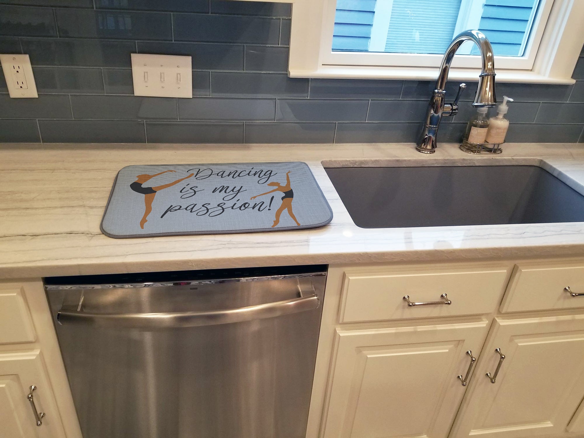 Dancing is My Passion Dish Drying Mat Absorbent Dish Drying Mat Pad for Kitchen Counter Dish Drainer Mat for Countertop, 14 x 21", Multicolor