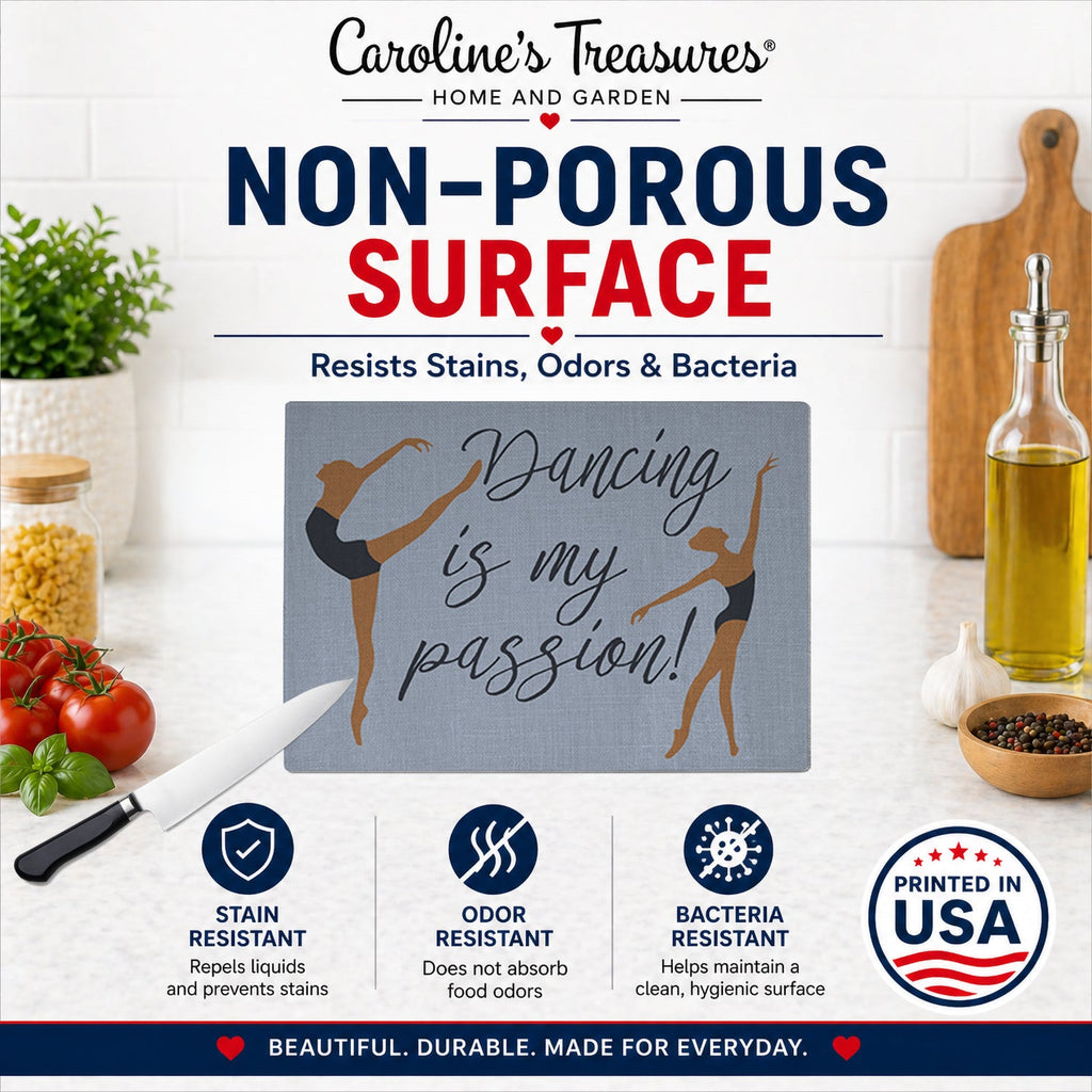 Dancing is My Passion Cutting Board Tempered Glass Kitchen Cutting Surface, Heat Resistant Chopping, Non-Slip Feet, Food Prep & Serving