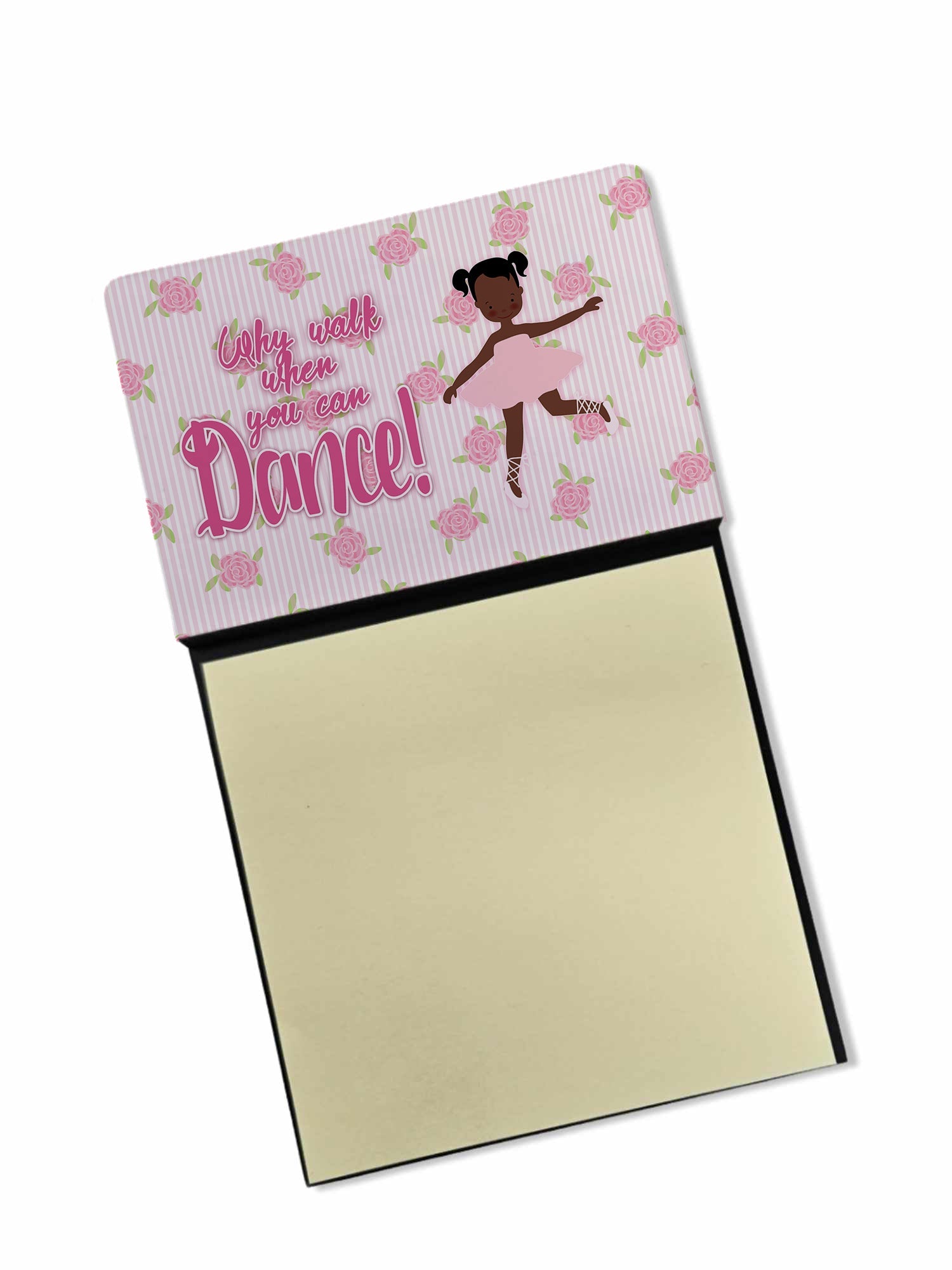 Ballet African American Pigtails Watercolor Sticky Note Holder Refillable Dispenser Desk Accessory 3x3 Pad Gift